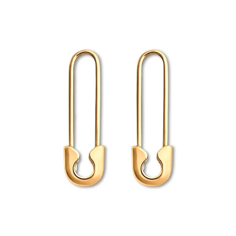 14K Real Gold Safety Pin Earrings | Minimalist Earrings By Tehrani Jewelry
